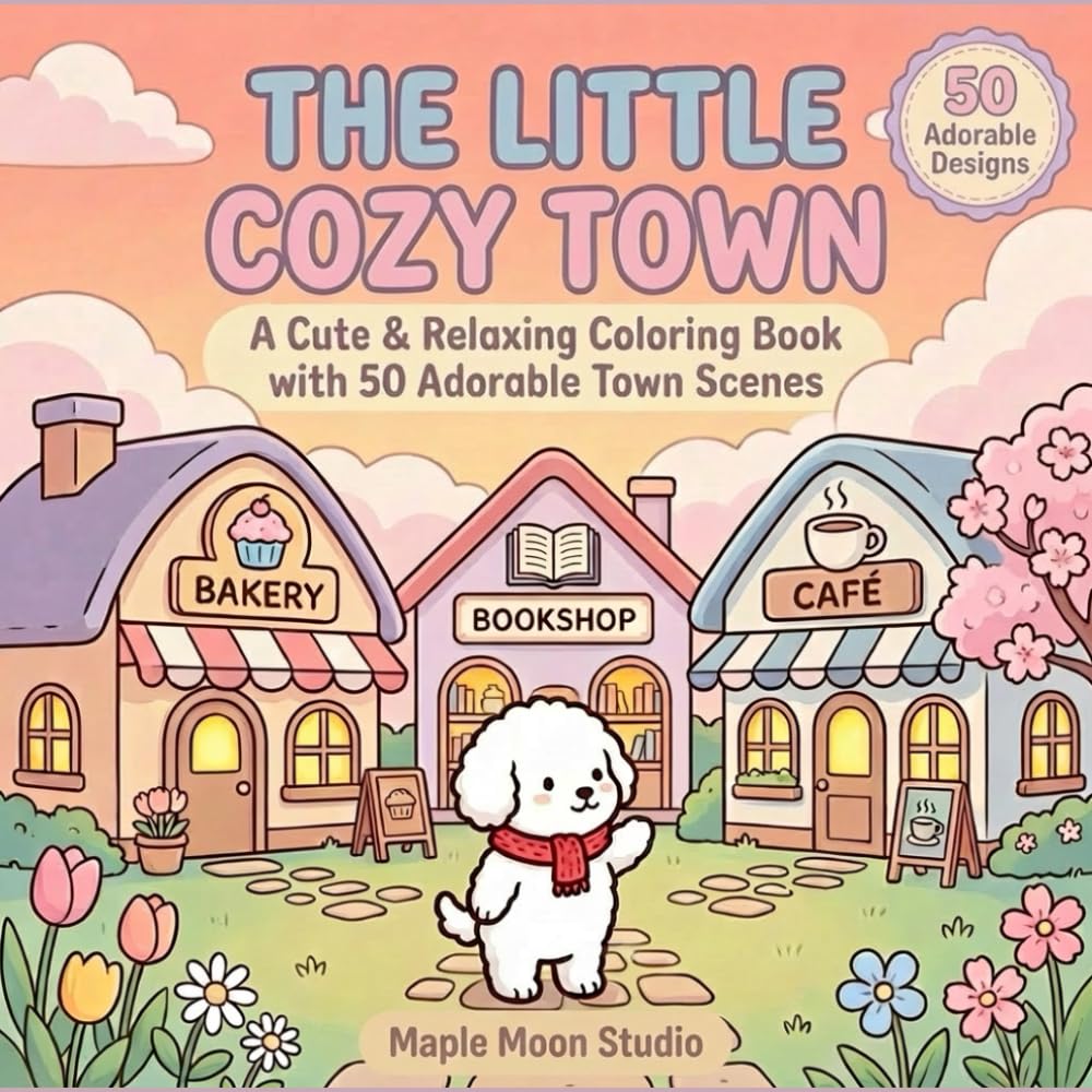 The Little Cozy Town: A Cute & Relaxing Coloring Book with 50 Adorable Town Scenes for Kids and Cozy Coloring Lovers (The Little Cozy Series)