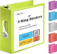 Vista 9 de Carpeta de 3 pulgadas con 3 anillas, color negro, con anillas inclinadas en D de 3 pulgadas, cubierta transparente con 2 bolsillos interiores