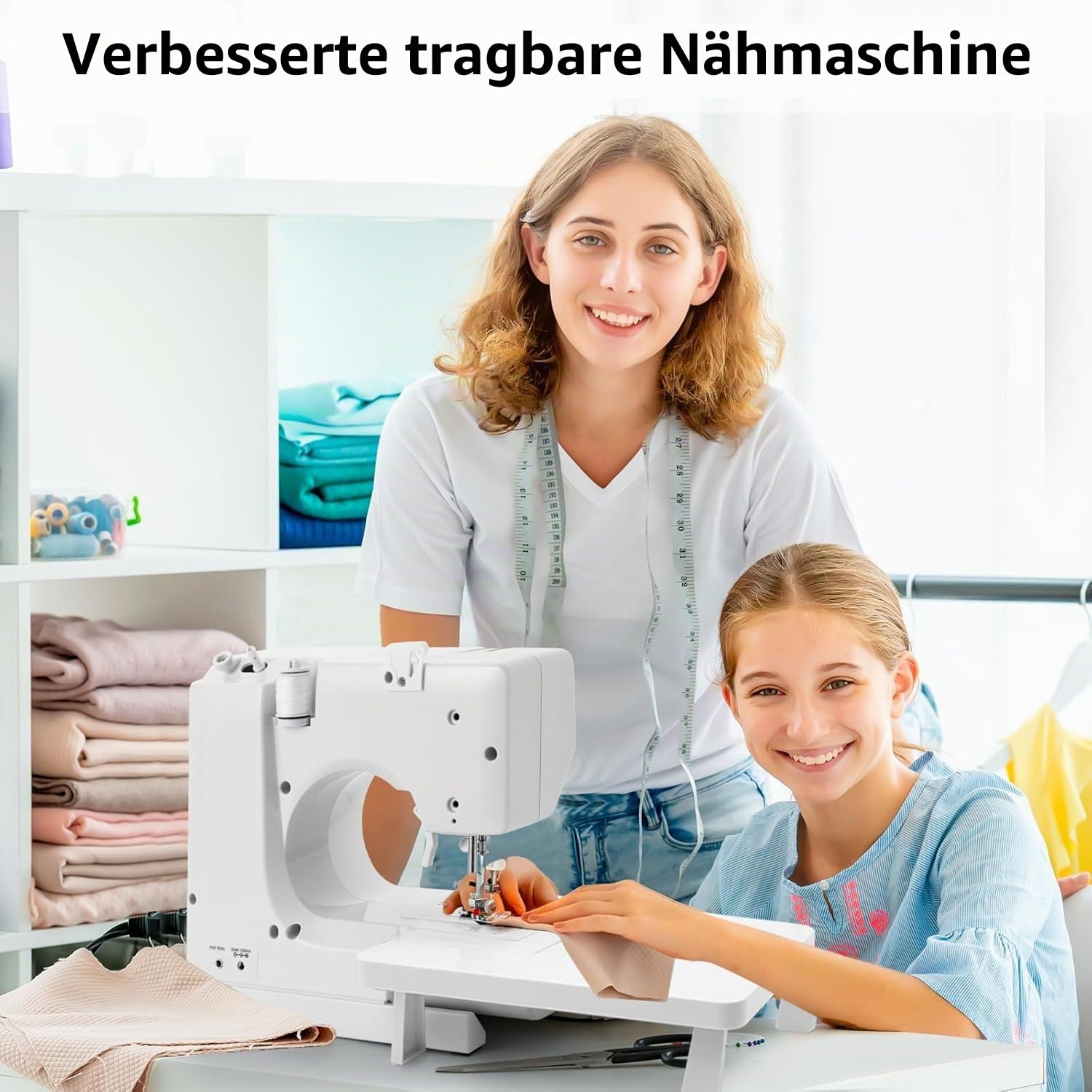 Mechanische Nähmaschine für Näh-Einsteiger & Anfänger, 12 Stichprogrammen, Freiarm, Nählicht & elektrischem Fußanlasser mit Fußpedal & Nähset