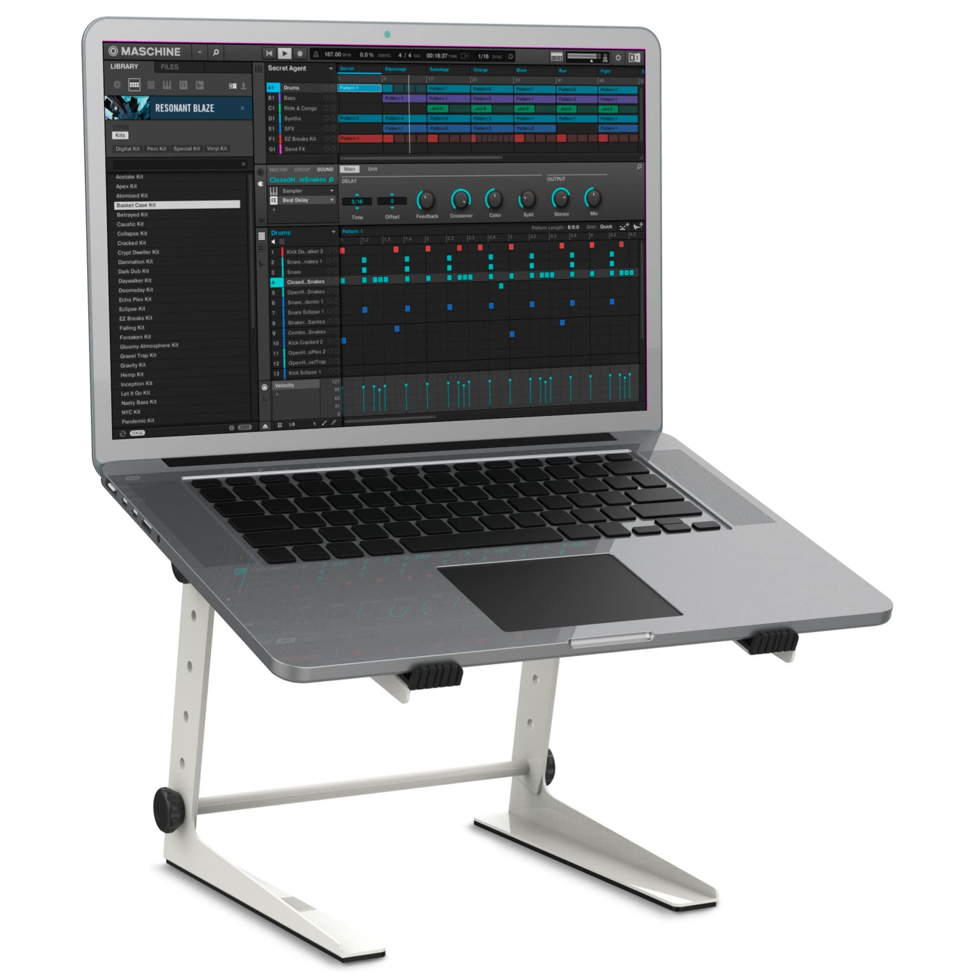 Audibax TOP-5W MH-001 PRO Blanco Laptop DJ Stand Ordenador portátil cabina Dj/estudio