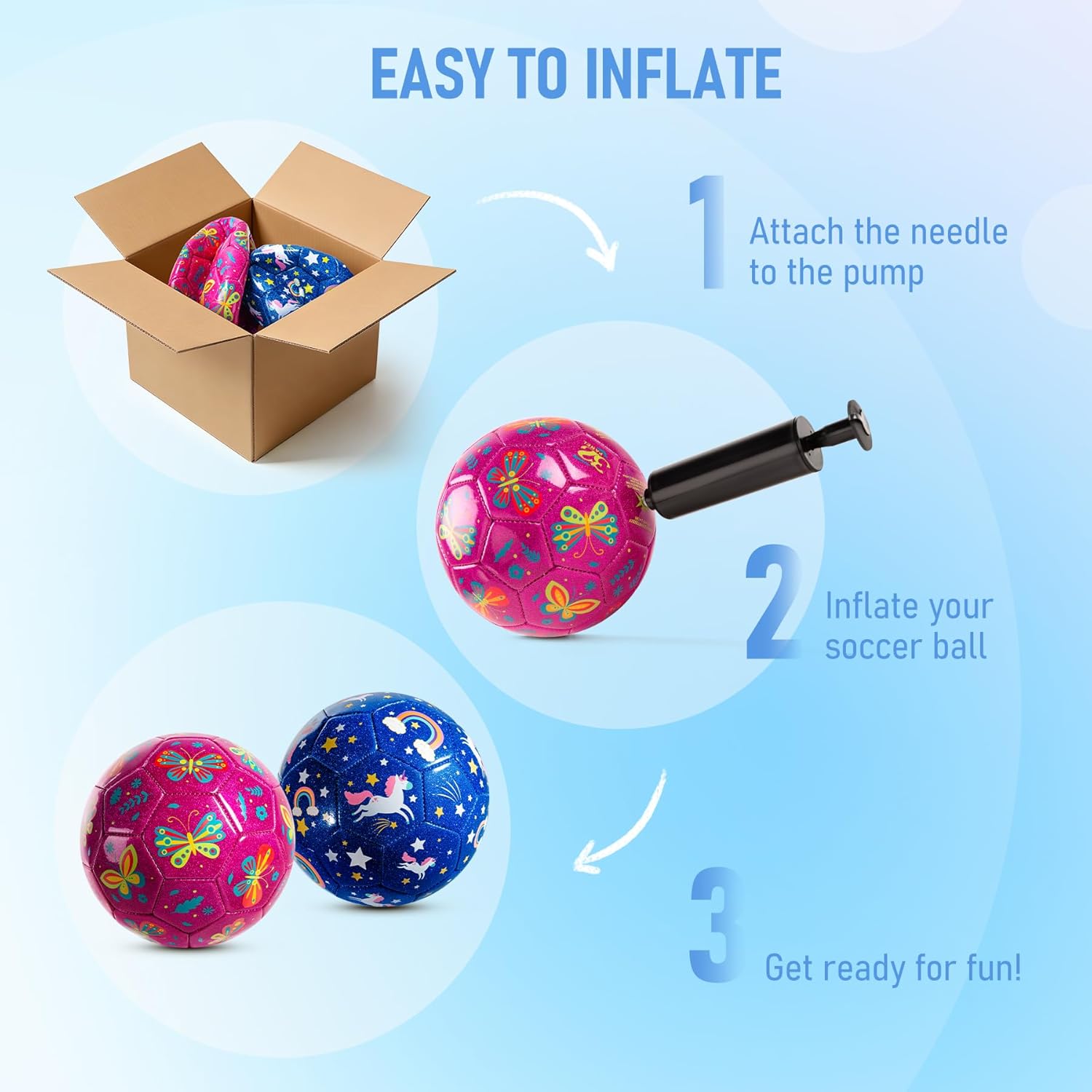 Toddler Soccer Ball Size 2/Size 3 - Small Soft Kids Ball 2 Pack for Ages 1-5 3-8 - Cartoon Sports Toy Boys Girls - Great Soccer & Birthday Gift for Babies, Toddlers & Kids Indoor Outdoor Games