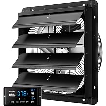 CAMMOO 18 Inch Exhaust Fan, 3500 CFM, with Temp Humidity and Speed Control | 10-Speed EC Motor Attic Fan with Thermostat, 6 Inch Large Touchscreen Controller, for Greenhouse, Garage Ventilation