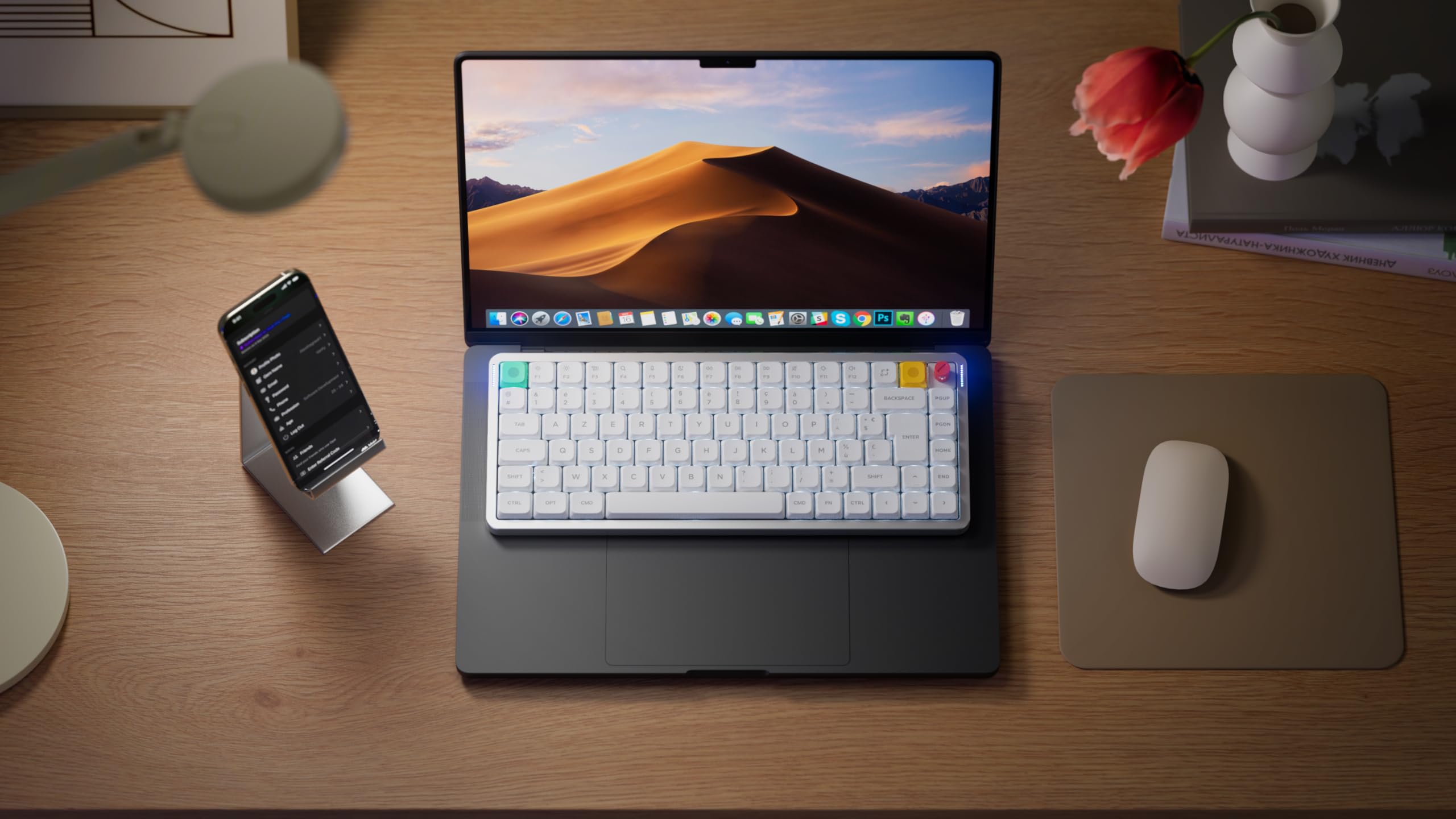 nuphy Clavier mécanique Air75 V3, Clavier 75% à Profil Bas avec molette, Clavier Gaming Hot Swap Compatible Bluetooth/2,4 GHz/USB-C, Disposition FR -AZERTY (White/Blush Nano)