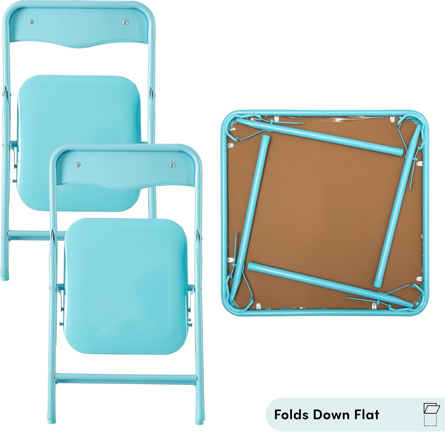 Heritage Kids Blue Kids Activity Table and Chair Set,3-Piece Furniture Set with 1 Square Table & 2 Folding Chairs,Playroom Table Set for Ages 3+