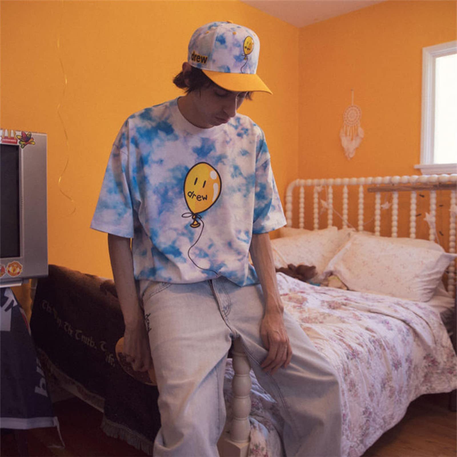 新品DREW HOUSE ドリューハウス Tシャツ M スカイブルー Amazon.co.jp: Dr𝐞w House Tシャツとズボンの男ドリュースカイ
