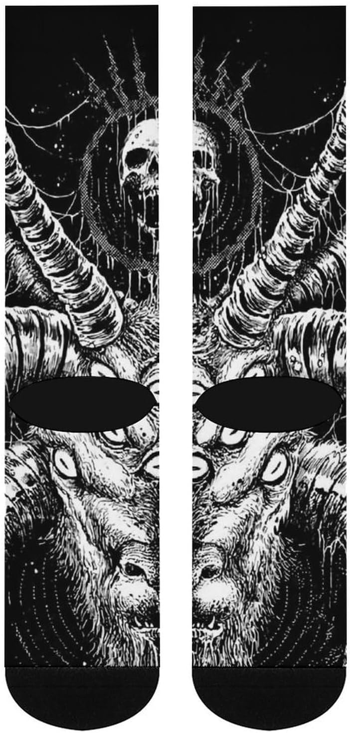 Baphomet Satan Goat Knee High Socks Athletic Long Stockings Sport Casual Crew Tube Sock Boot 46cm