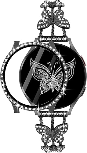 Shesyuki Correa brillante con funda compatible con Samsung Galaxy Watch 4 y 5 de 1.575 pulgadas, 1.732 pulgadas, elegante correa de acero inoxidable disponible en Yaxa Peru