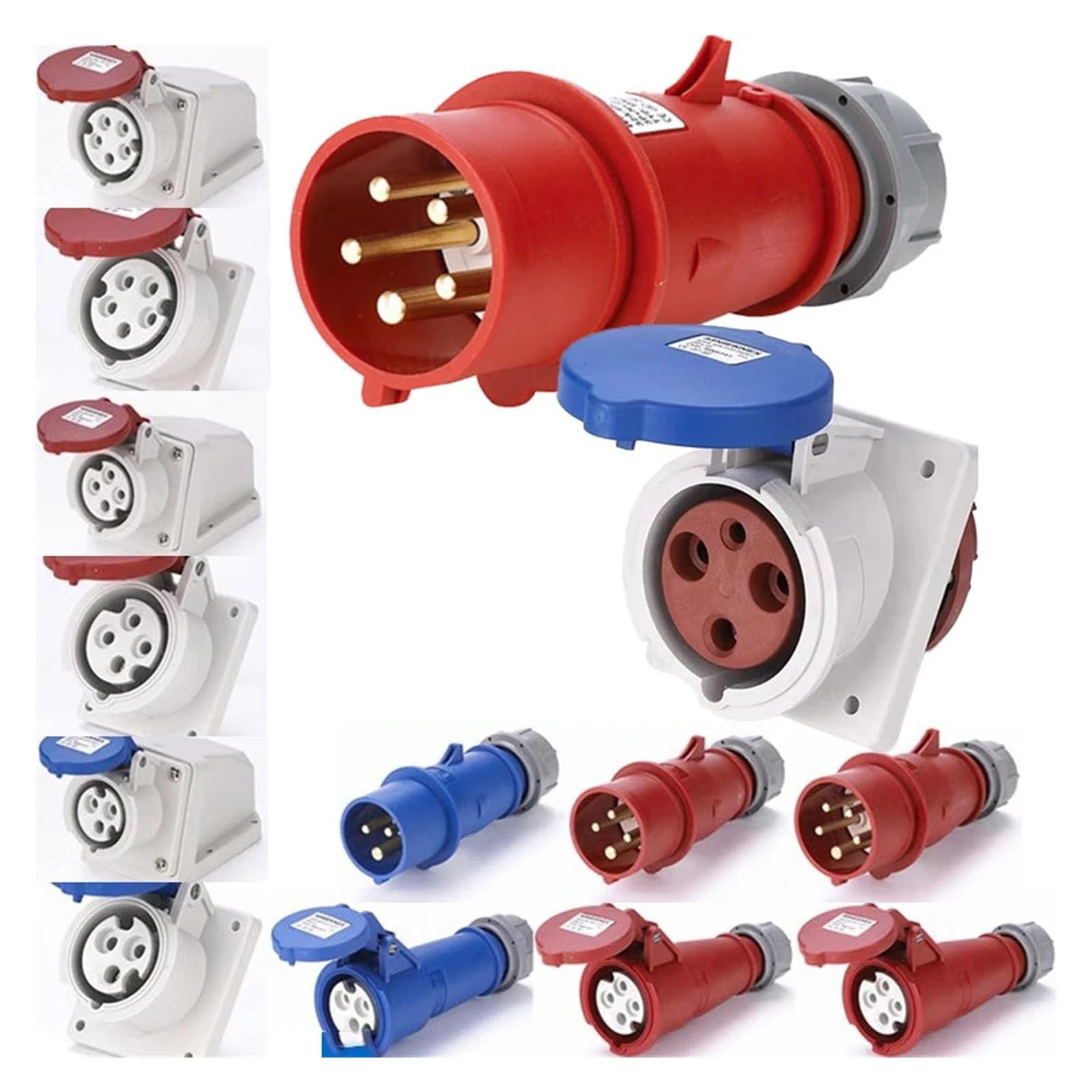 Conectores de enchufe y toma industrial, 1 unidad, for instalación superficial oculta, núcleo 3, 4 5 orificios, 16 A, 32 A, impermeables, dos trifásicos(1331)