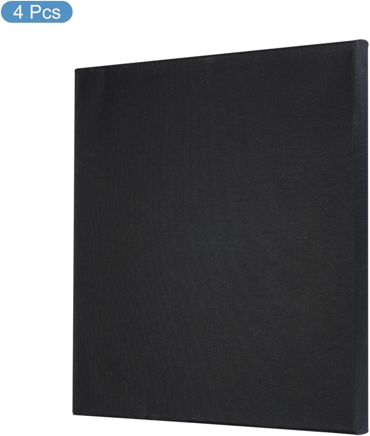 PATIKIL Paint Canvases Panel for Painting, 4 Pack 12x12 Inch Square Wood Frame Stretched Blank Art Board Panels for Acrylic, Oil, Tempera Painting, Black