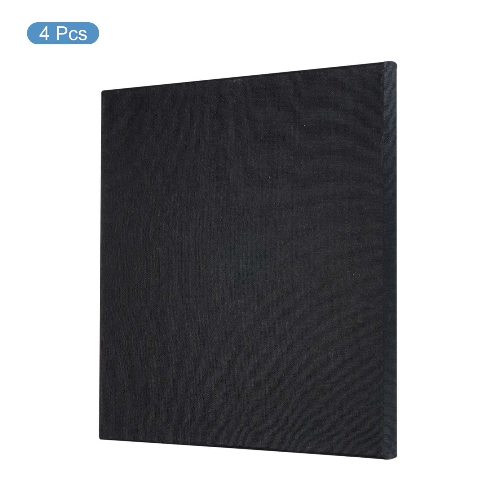 PATIKIL Pintura Lienzos para Pintar, 4 Paquete 12x12 Pulgadas Cuadrado Madera Marco Estirado En Blanco Arte Tablero Paneles para Acrílico, Óleo, Al Temple Pintura, Negro