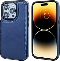 Vista 2 de ONETOP - Funda tipo cartera compatible con iPhone 15 Pro con soporte para tarjetas, funda de piel sintética con ranuras para tarjetas, doble cierre