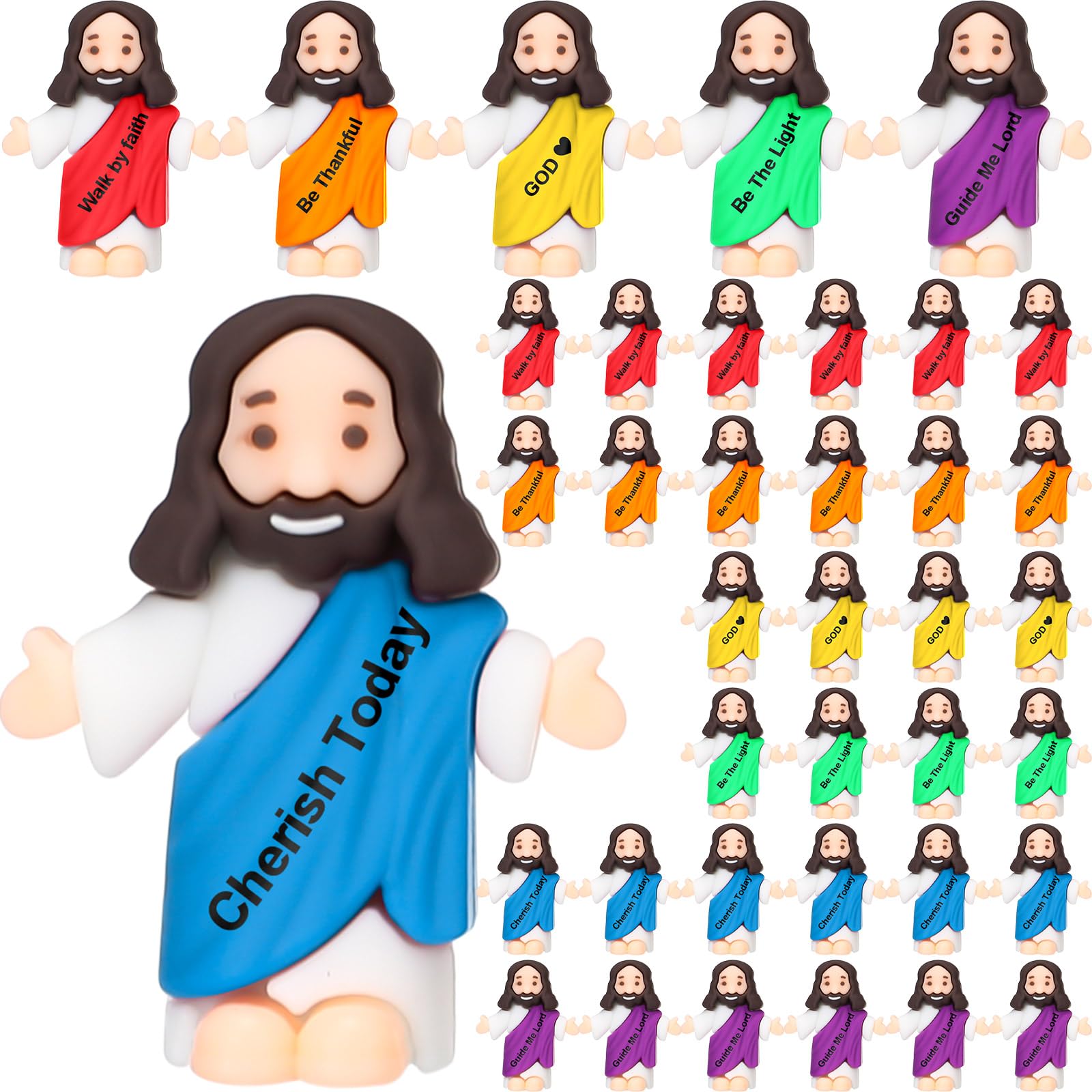 Barydat 100 Pcs Mini Jesus Figurines Bulk Tiny Jesus Toys Little Figures Miniature Doll to Hide and Seek Religious Party Favors Sunday School Baptism