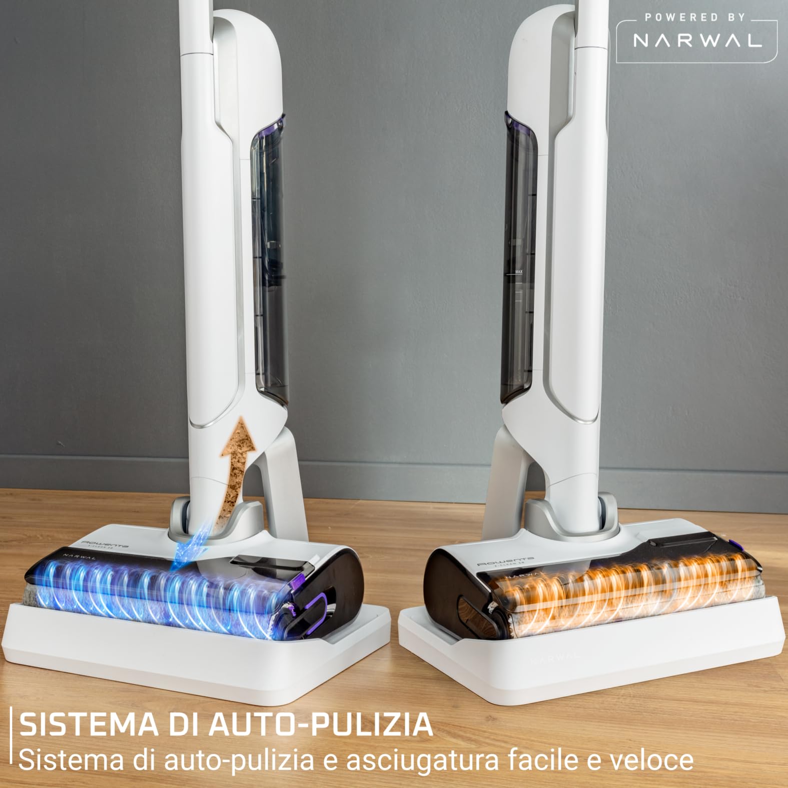 Rowenta X-Clean 10, Lavapavimenti Senza Fili, Autonomia 60', Tecnologia Smart, Assistente Vocale, Autopulizia e Asciugatura, Doppio Serbatoio Solido/Liquido, Tutti i Pavimenti, Pulizia Bordi, GZ7035