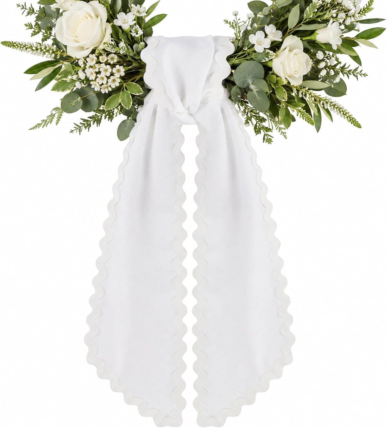 1 Wreath Sash, Decorative Front Door Accessory for DIY Wreath Decorations, Front Door Porch Decor, Wreath Accessories, 5'' L x 54'' W (1, White)