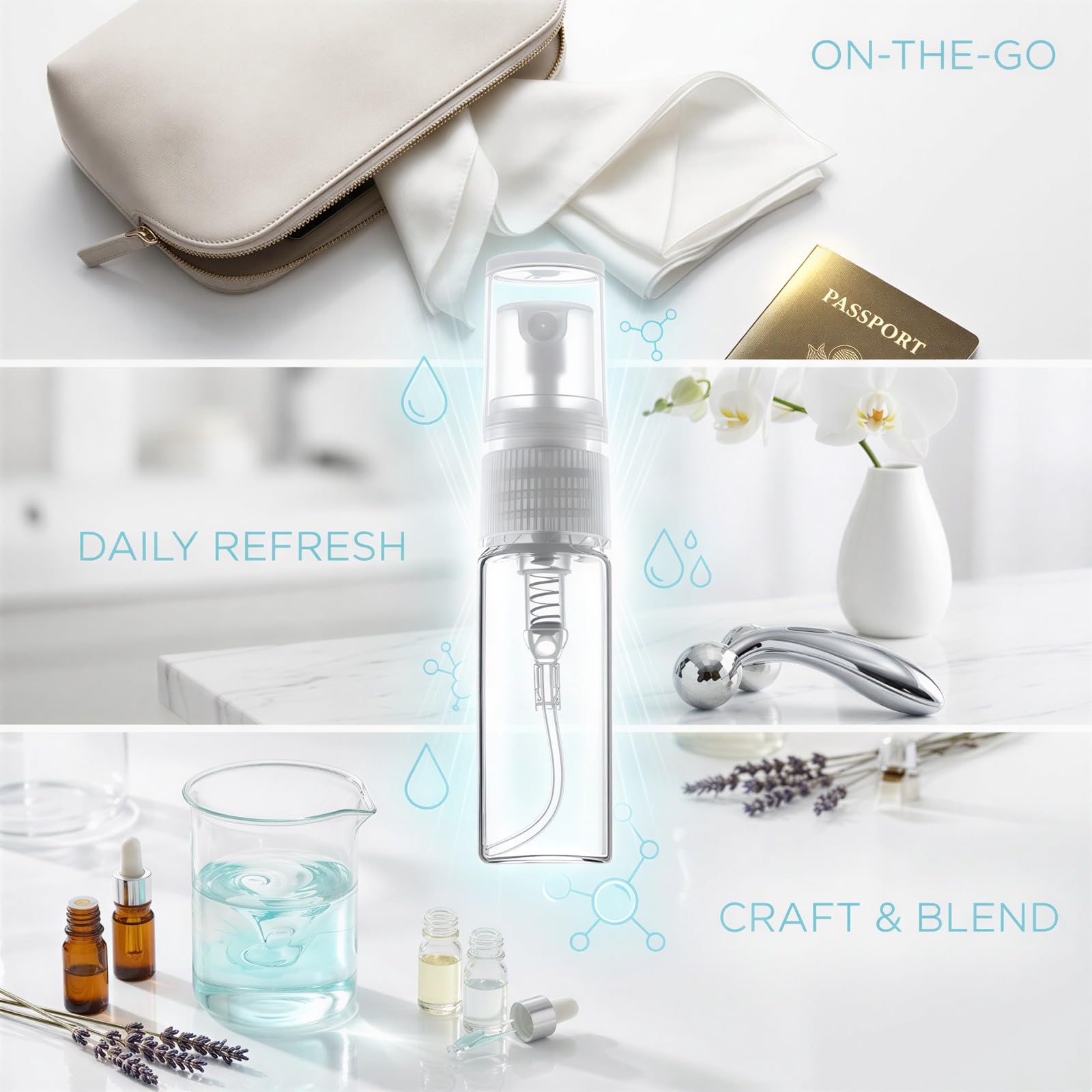 Generisch 100 Stk. Mini-Glas-Sprühflaschen, transparente 3-ml-Parfüm-Probenflaschen mit auslaufsicherem Design, Reisegröße für Parfüm, ätherische Öle, Gesichtsspray und mehr