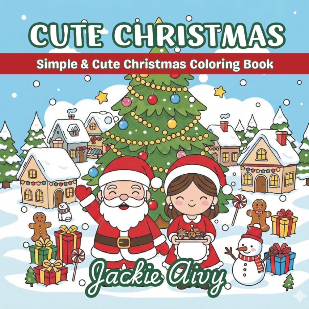 Cute Christmas: Simple & Cute Christmas Coloring Book
