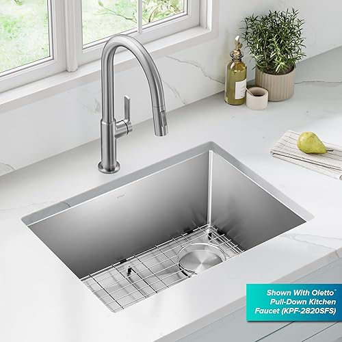 Vista 112 de Kraus KHU101-24L Standart PRO 24-inch Undermount 16 Gauge Single Bowl Laundry and Utility Sink, 24 Inch, Tight Radius