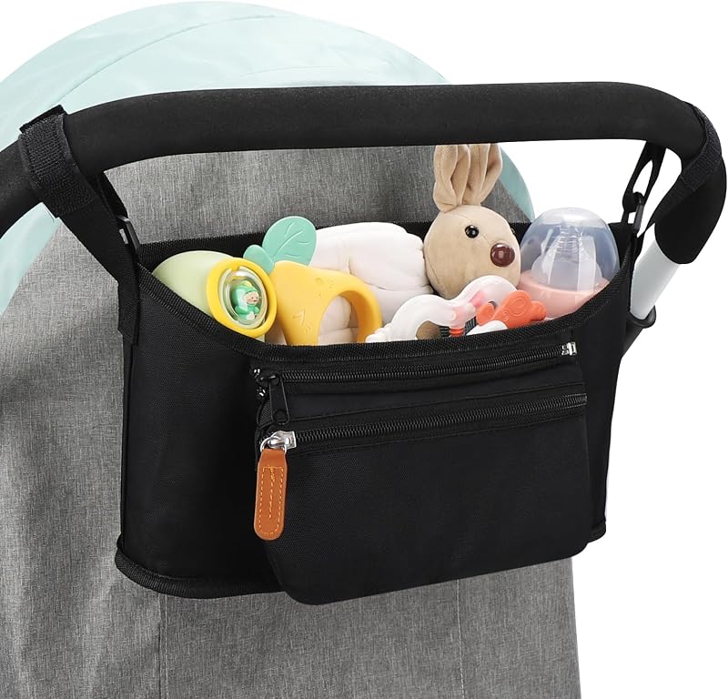 Organizador universal para cochecito con bolsa para teléfono desmontable, bolsa para cochecito, organizador de carrito, accesorios para cochecitos Uppababy, Baby Jogger, Nuna, Doona, Britax