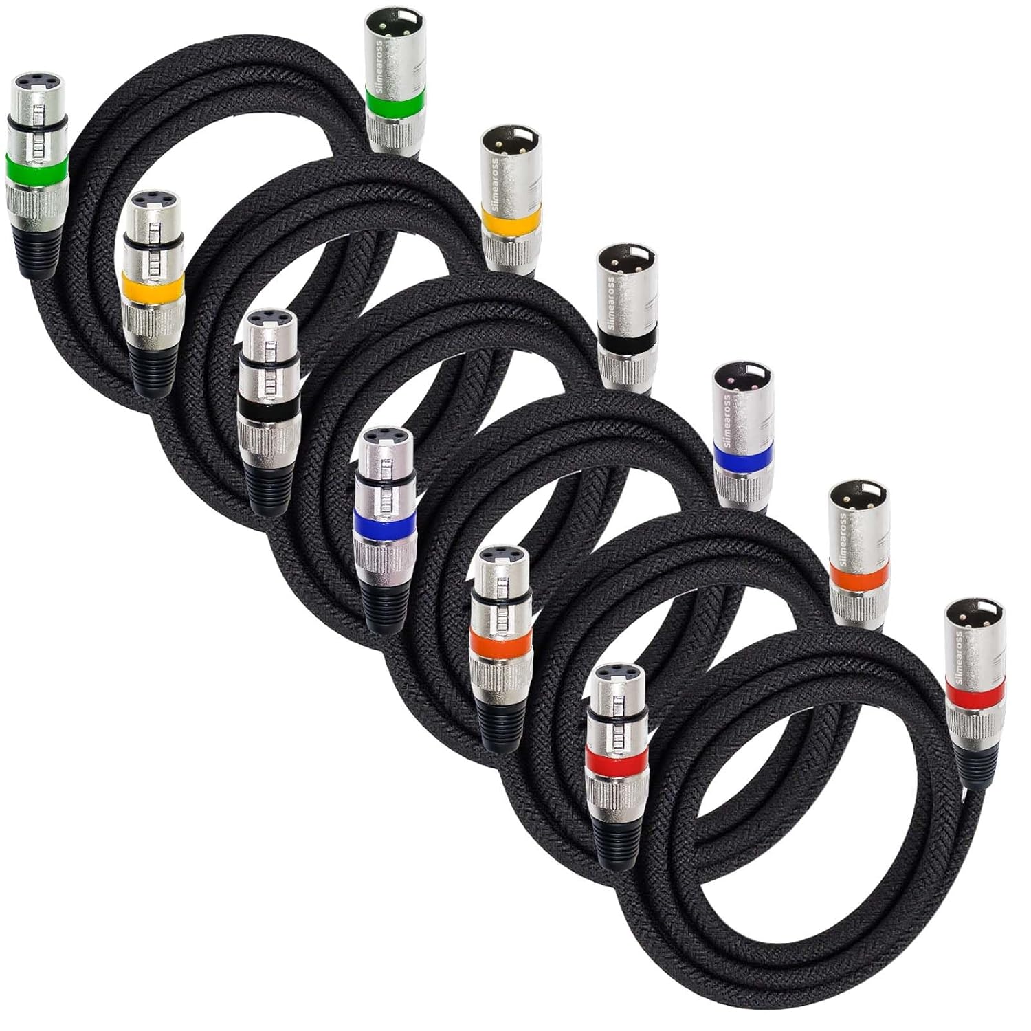 XLR Microphone Cable, 3-Pin Male to Female DMX Cable, Balanced Shielded Cord for Stage Lighting, Mic, Radio Station (6PCS 10FT)