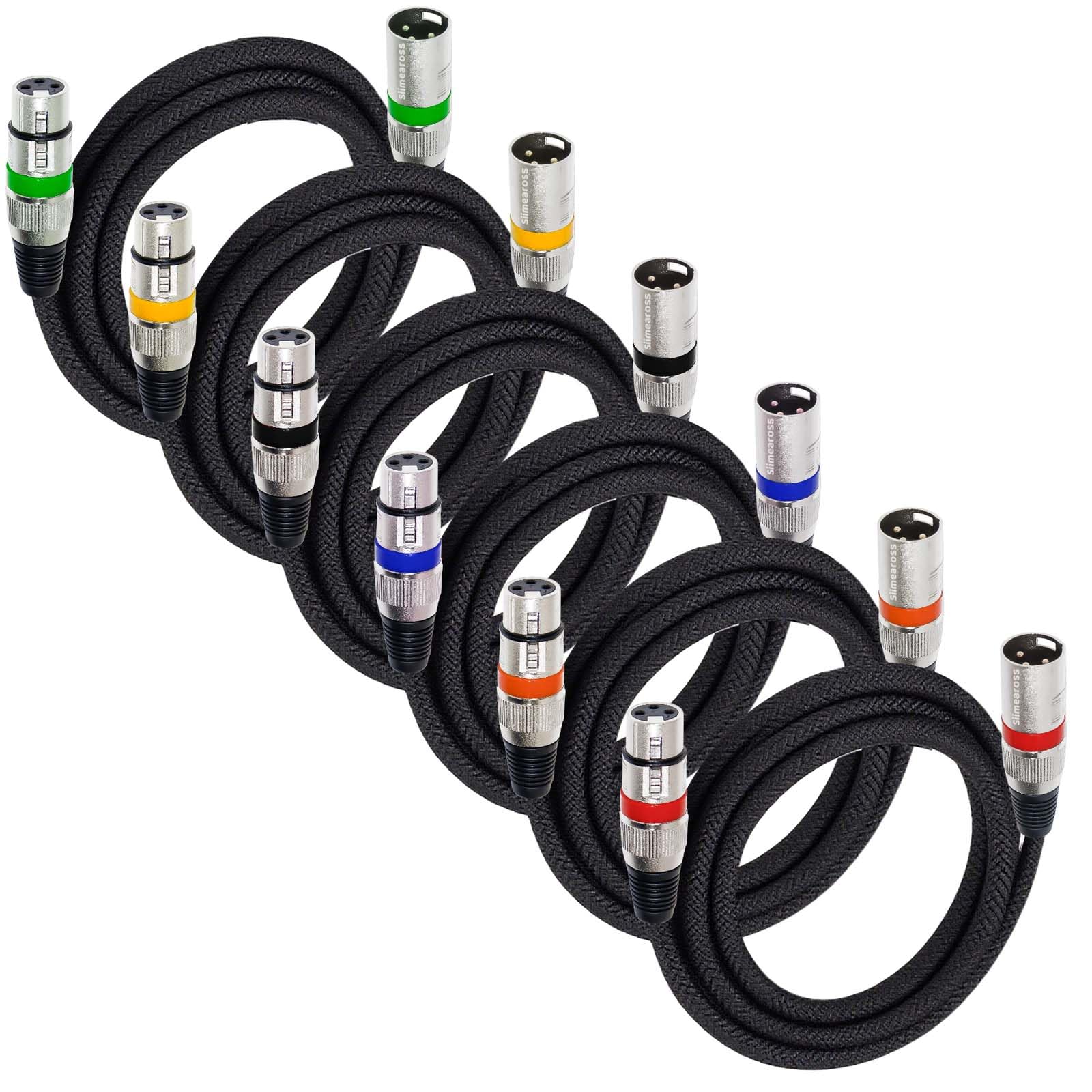 Cavo microfono XLR, cavo DMX a 3 pin maschio a femmina, cavo schermato bilanciato per illuminazione di palcoscenico, microfono, stazione radio (6 pezzi da 6 m)
