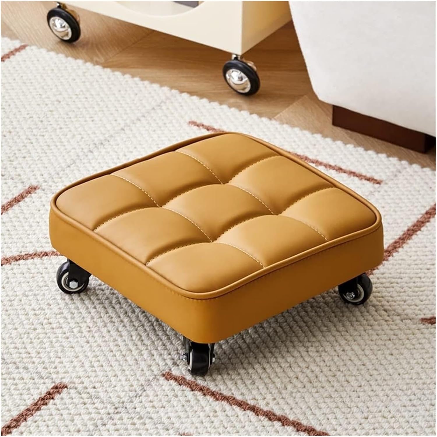 Garage Shop Roller Work Seat,Pneumatic Rolling Stool,Rolling Padded Mechanic Chair,360 Rotating Leather Cushion,for Home Shop Low Roller Seat(Green) (Black 33 * 33 * 14cm)
