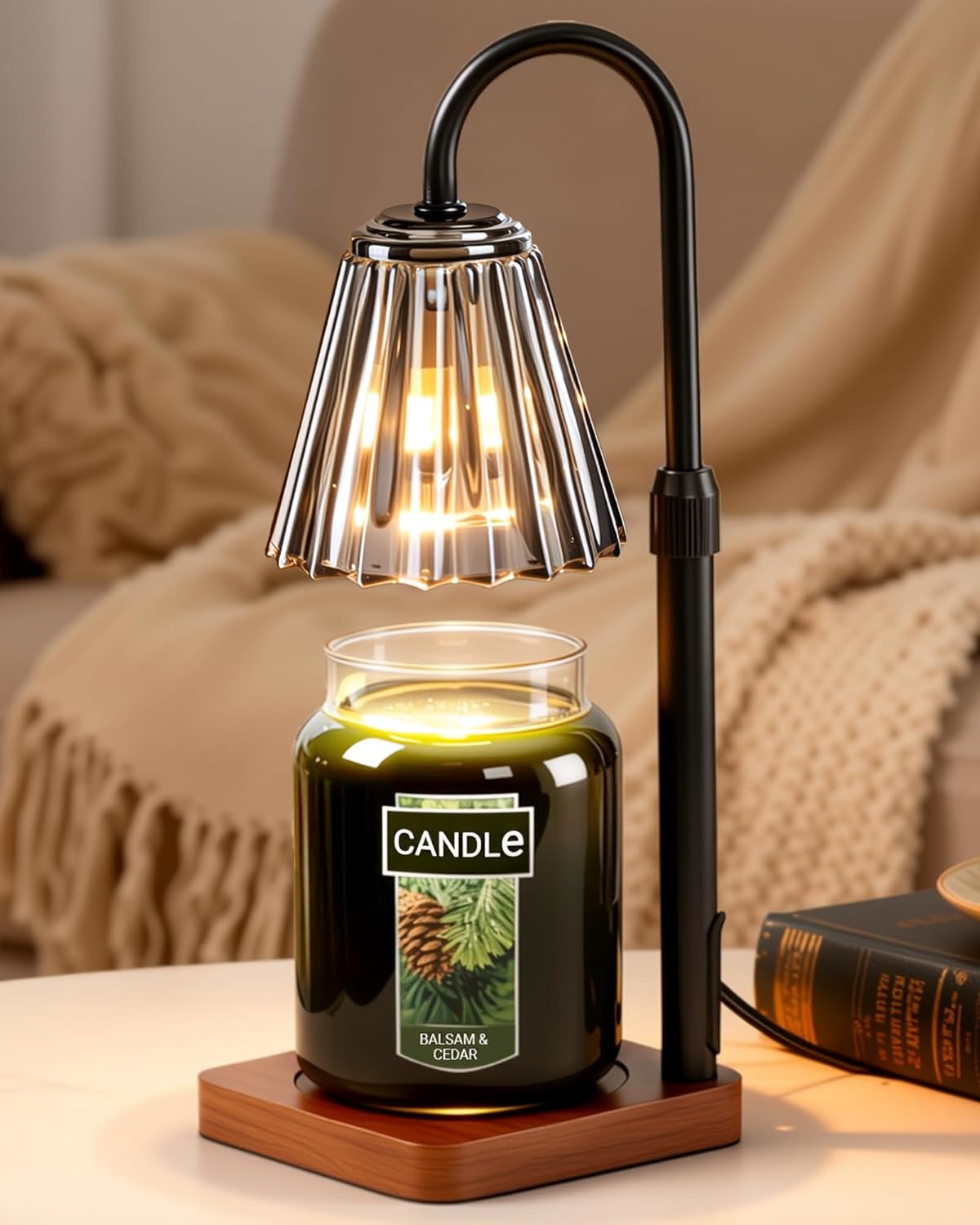 Marycele Black Candle Warmer Lamp with Timer & Dimmer Adjustable Height for Candle Jars, Mothers Day Gifts for Mom Birthday Gifts for Women Sister, Wax Candle Lamp Warmer Home Decor with 2 Bulbs