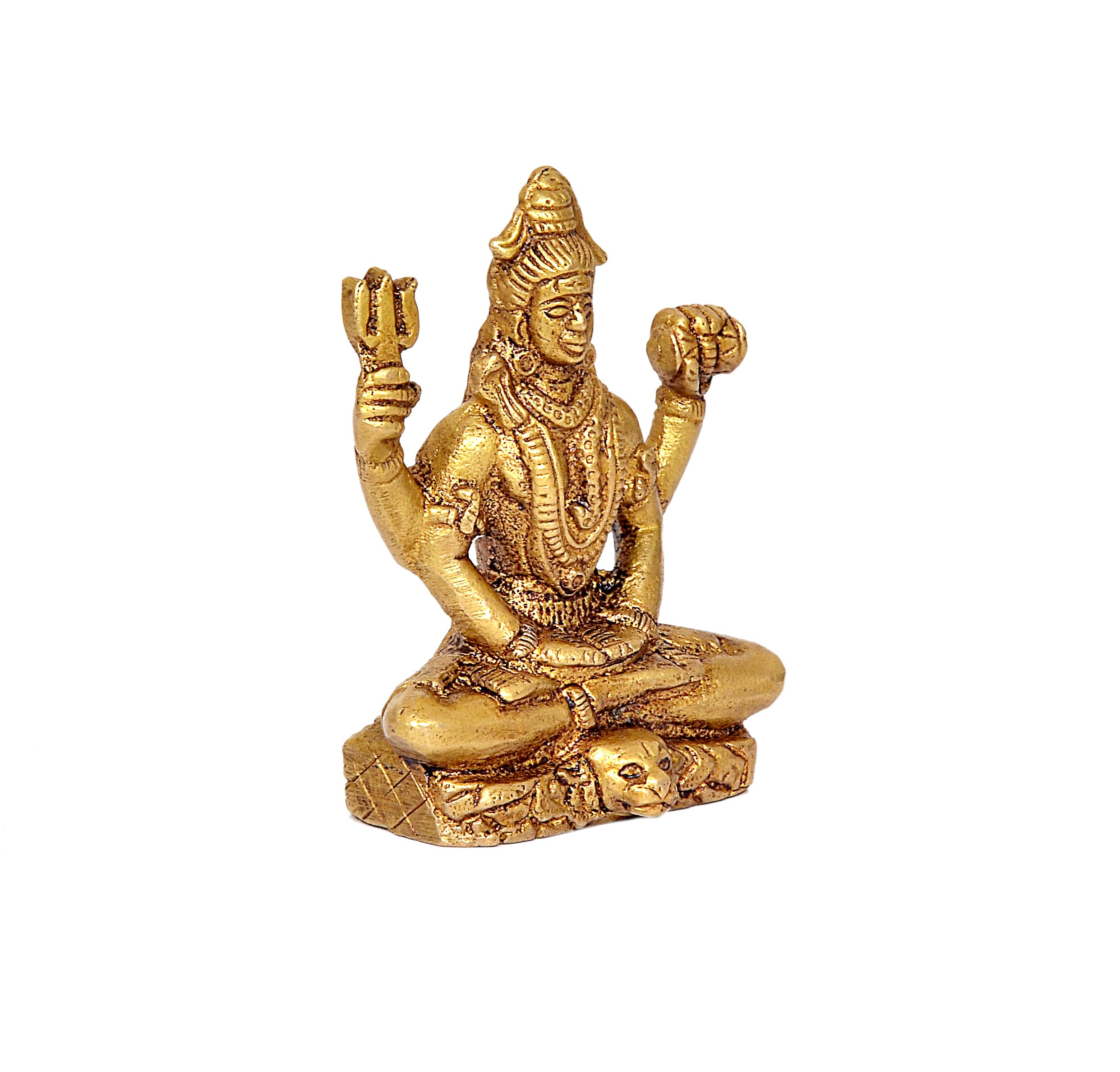 AONA Lord Shiva with Four Hand Dhyan Mudra Bonded Bronze Idol Shiva Statue Height 3 Inch 2