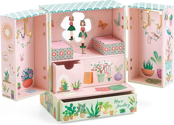 DJECO, Kids musical jewelry box, twirling figurine, ages 6+ | Safe Keepsake Storage, Velvet-Lined Compartments, Enchanting Experience for Boys and Girls, Ideal Birthday Gift