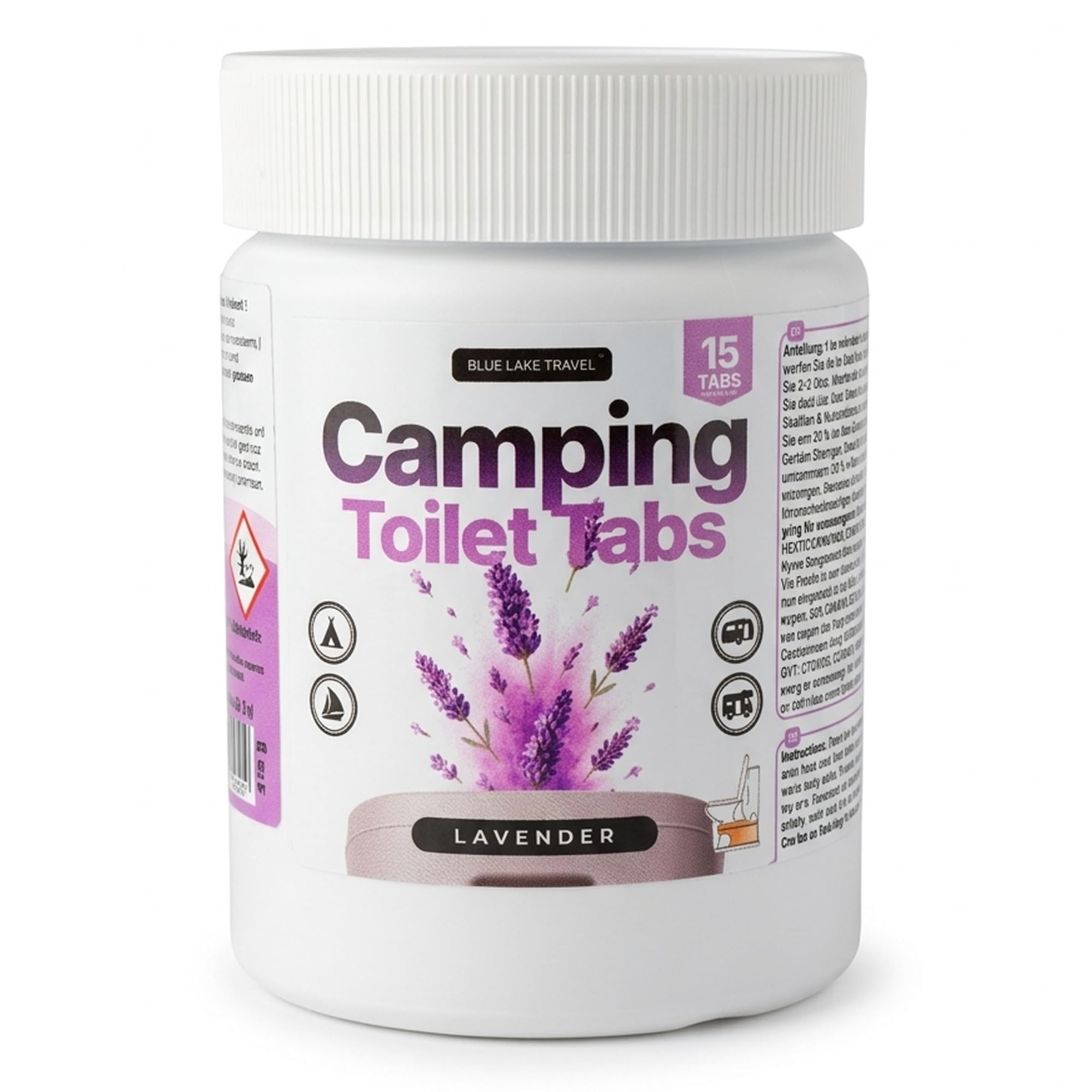Blue Lake Travel Camping Toiletten Tabs - Geruchsstopp & Fäkalien-Zersetzer für Campingtoilette, Wohnmobil & Wohnwagen – Toilettenzusatz
