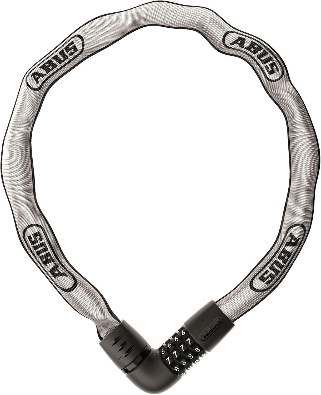 ABUS Tresor 6807C Reflective Chain Lock - 7mm Steel Security Chain with Combination Lock, 110cm (3.6 ft), Reflective Silver, High-Strength Durable Design | chain-bike-locks