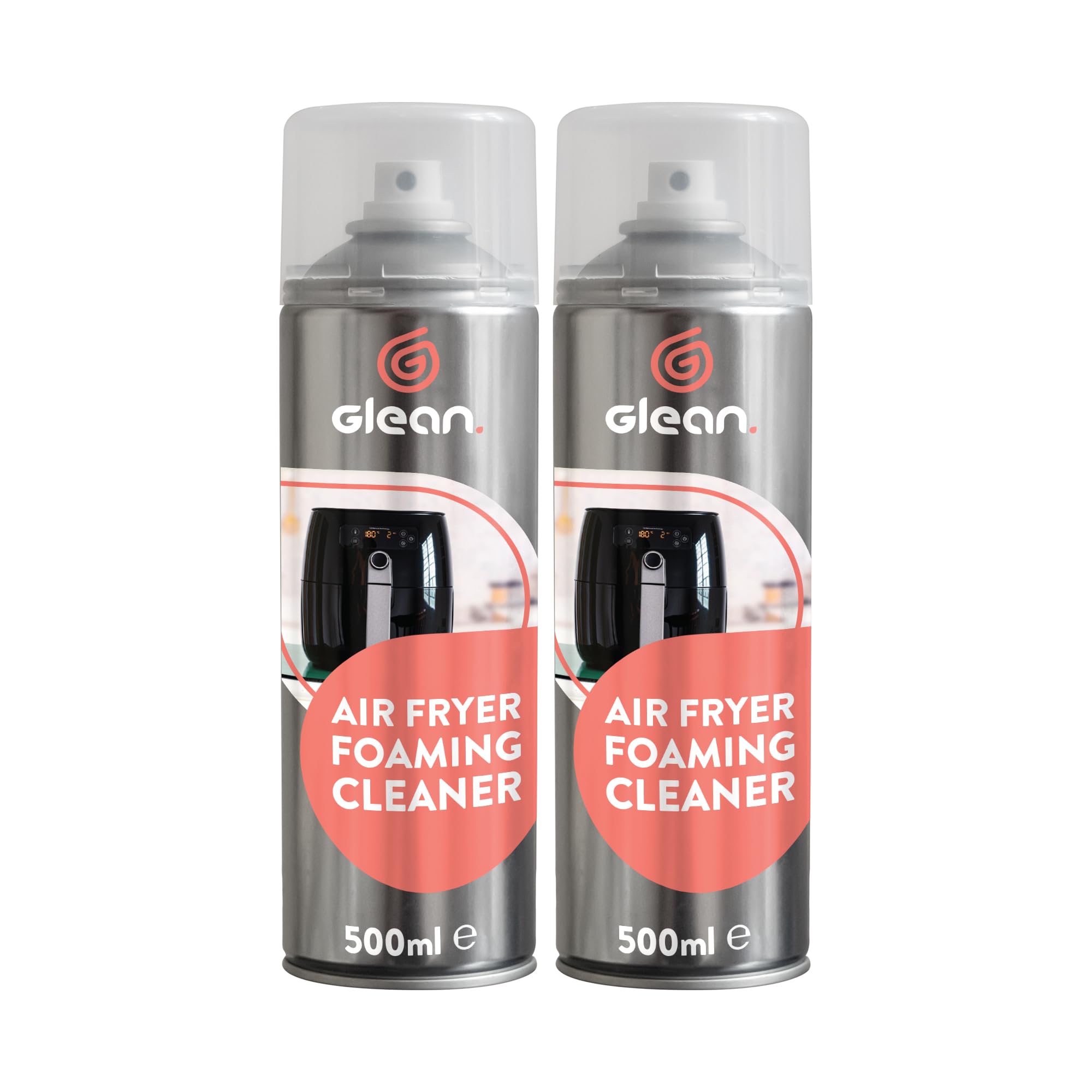 GLEANAir Fryer Cleaner Spray | 2 x 500ml | Non-Caustic Kitchen Degreaser | BBQ Grill, Microwave & Hob Cleaner | Removes Baked-On Food & Stubborn Grease | For Daily & Weekly Cleaning