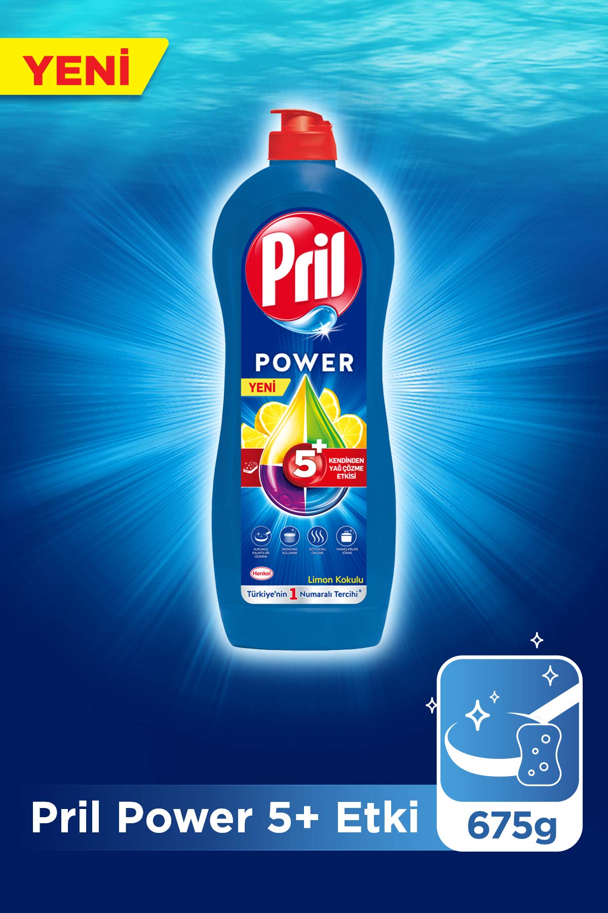 Pril Cold Power Yağ Çözme Etkili Limon Kokulu Sıvı Bulaşık Deterjanı 675 g, Limon Kokulu 675gr