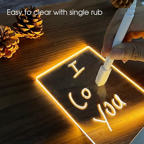 Miniatura 5 de Tablero de notas creativo, luz nocturna LED, tablero de mensajes regrabable con bolígrafo, luz cálida y suave, lámpara de noche USB, decoración de