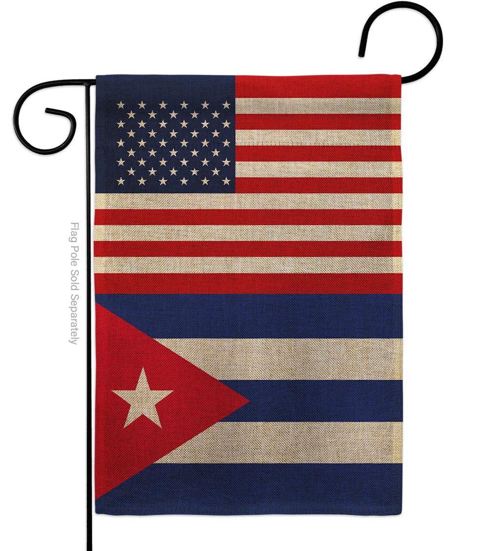 Cuba US Friendship Burlap Garden Flag - Regional Nationality Nation International World Country Particular Area - House De...