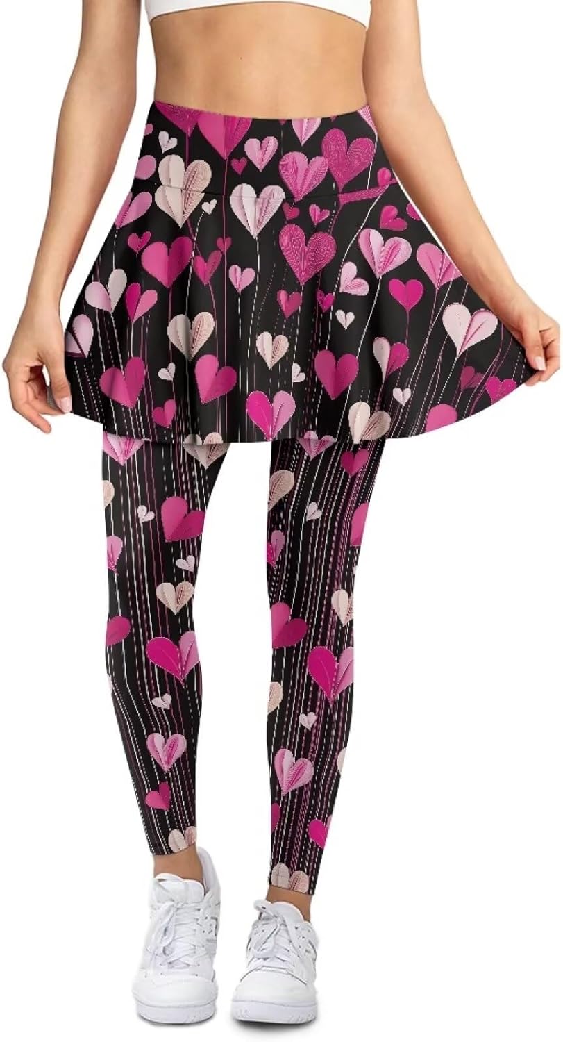 YEXIATODO Women Yoga Skirt with Legging High Waisted Full-Length Running Workout Skirted Yoga Pants with Pockets XS-3XL