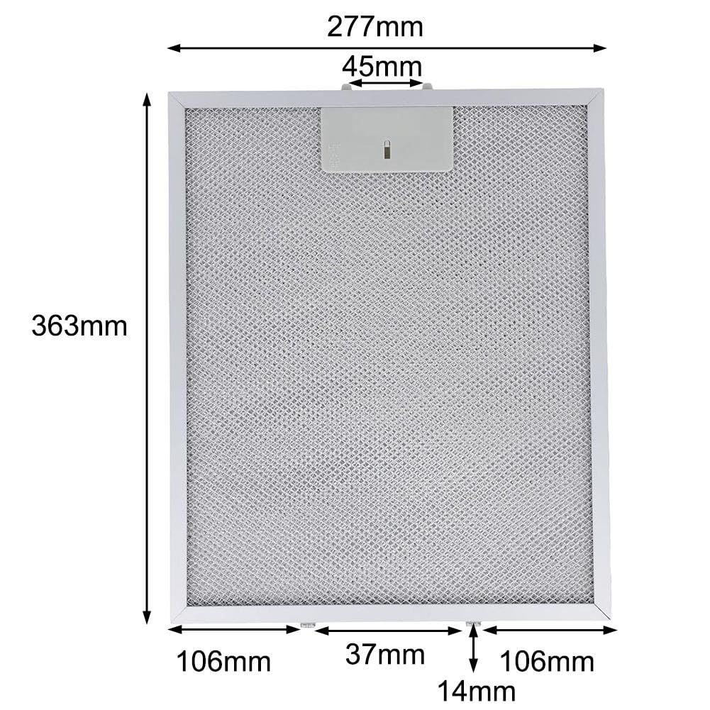 FABULETTA Filtro para campana extractora de aire de cocina, malla metálica, 363 x 277 x 9 mm, 5 capas de filtración