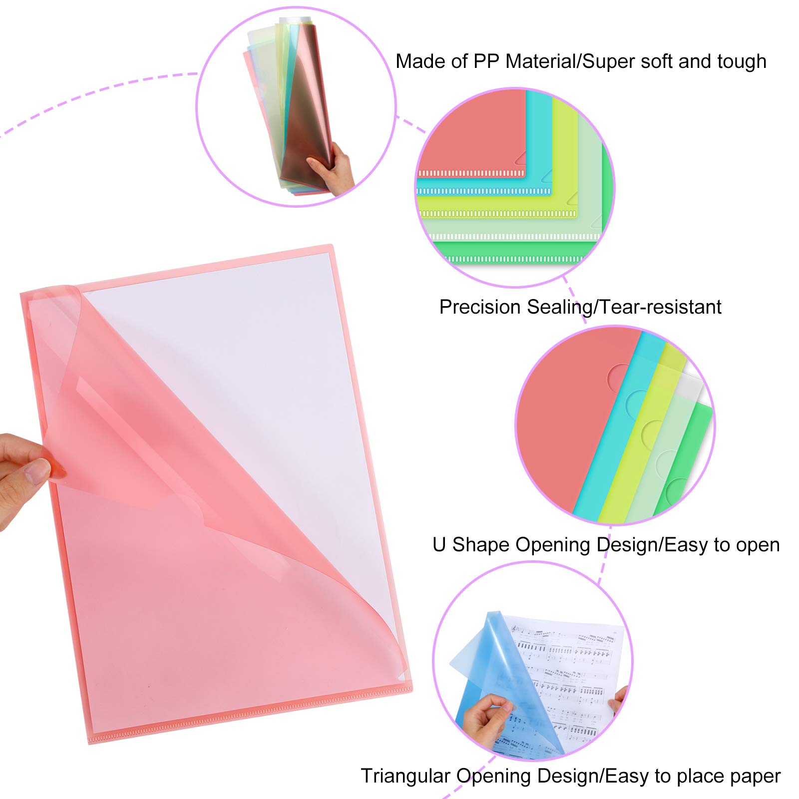 25 Cartelline A L Trasparenti A4 - Buste Plastica Multicolore Per Documenti Ufficio E Scuola - Foto 3