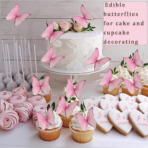 Miniatura 5 de 48 adornos comestibles para tartas de mariposas, papel de oblea, mariposas, decoración comestible para tartas de mariposas, para bodas, fiestas de