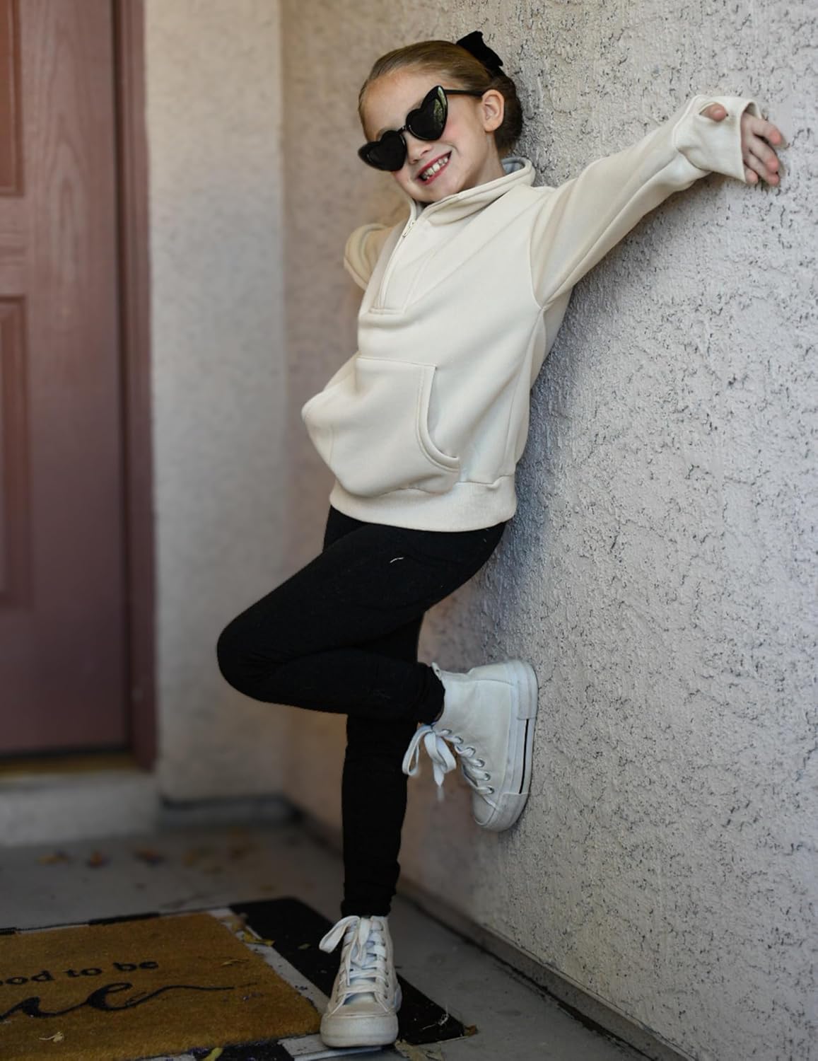 Arshiner Girls Half Zip Sweatshirt Fleece Quarter Zip Pullover Sweatshirts Fall Clothes for Teen Girls Thumb Hole - Image 8