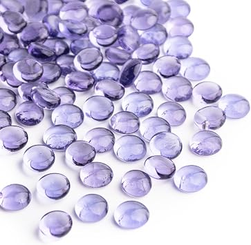 0.44KG Purple Glass Marbles,Mini Flat Glass Beads150 PCS for Vase Fillers,Floral Bottom Mancala Gems Pebbles Fish Tank Rocks for Table Aquarium,Home Decor Art Craft Supplies0.5"0.7"