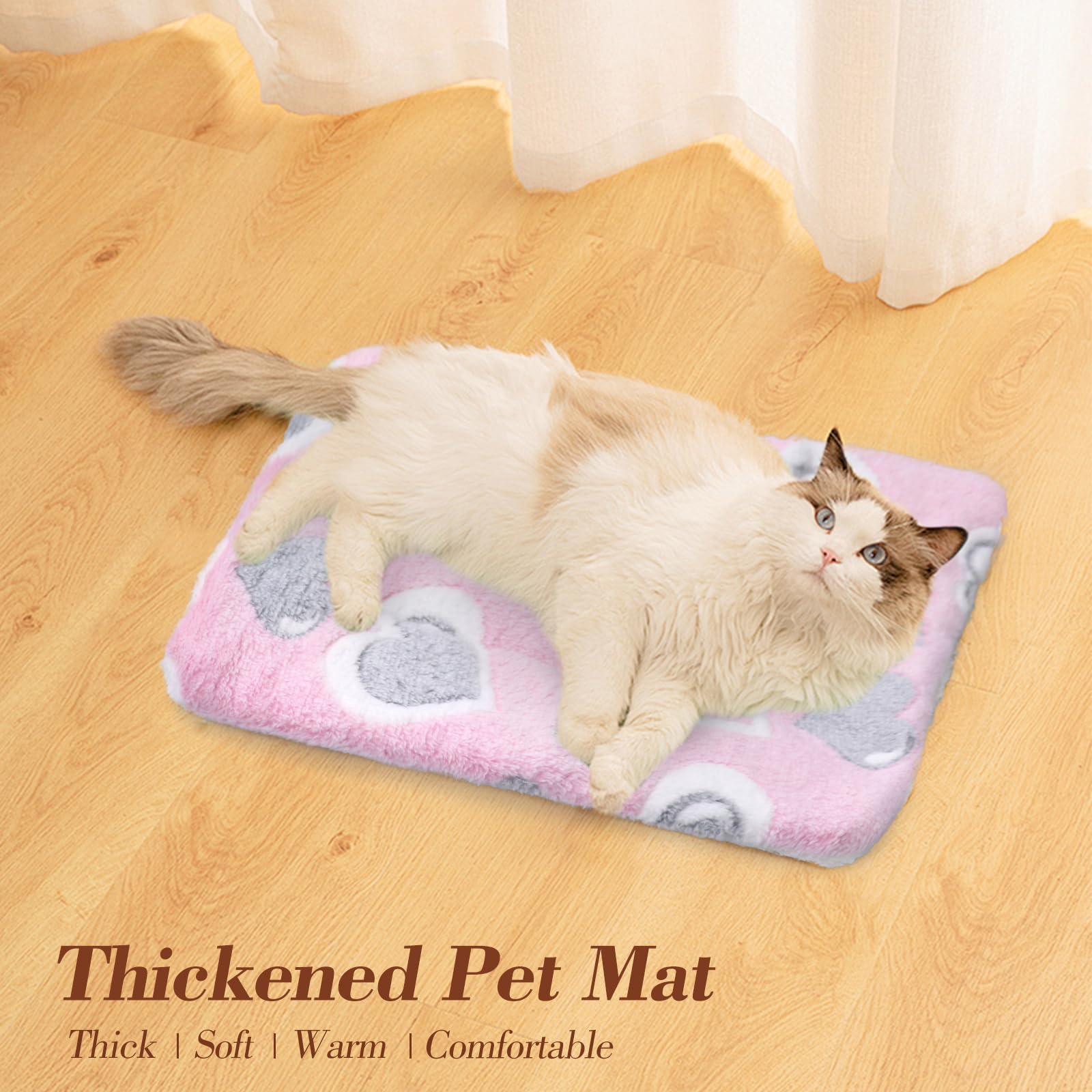 Oerphh 2pcs Small Animal Plush Bed, Washable Warm Fluffy Puppy Blanket Mattres - Image 4