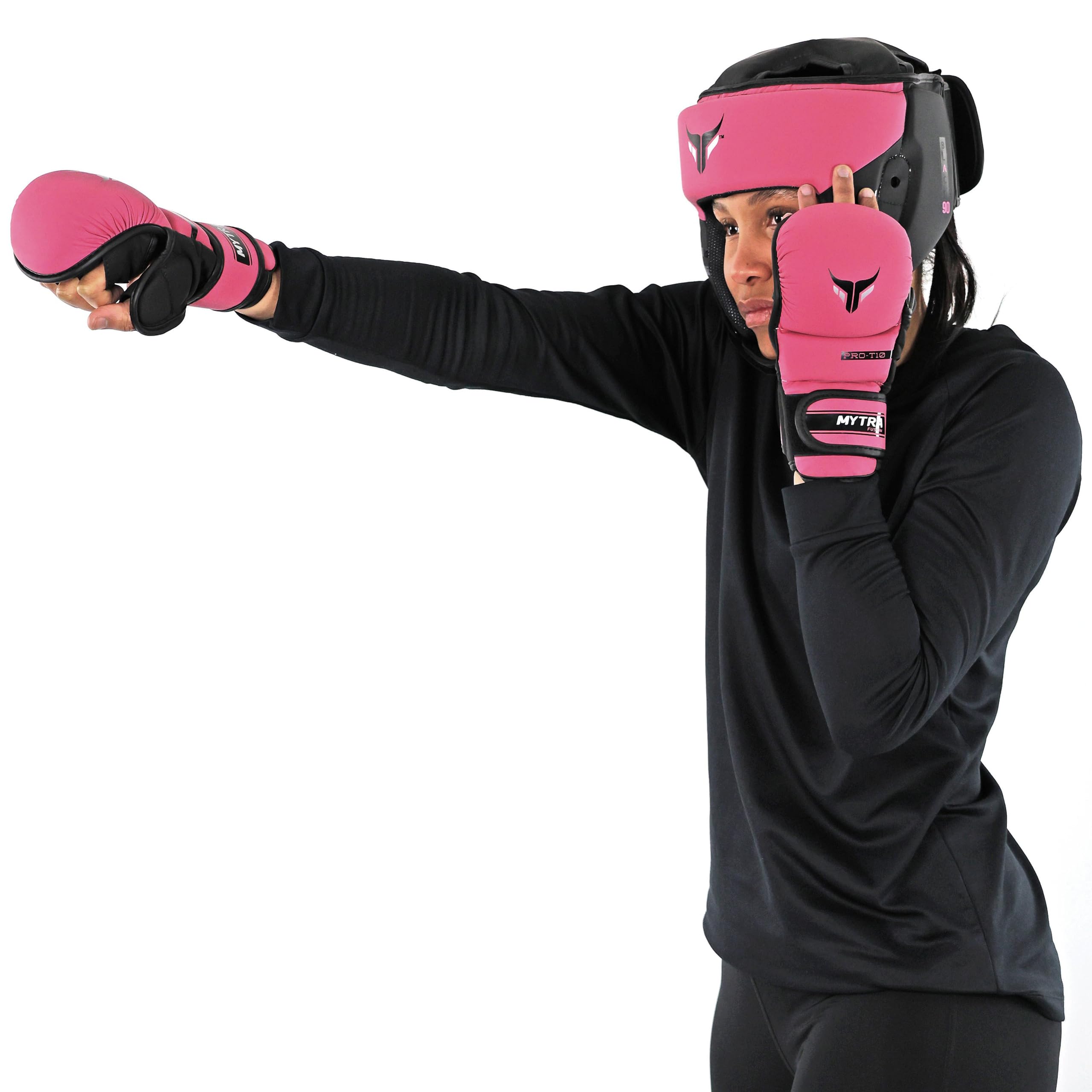 Mytra Fusion 7-oz Mujeres Guantes MMA Palma ventilada Abierta