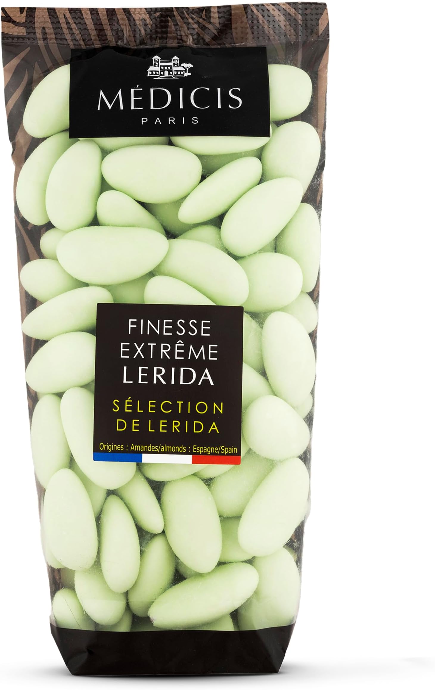 Premium Candied Almond Dragees (French Jordan Almonds) Sugar Coated Candies Ideal as a Party Favor for Weddings and Baby Showers, 75 Count Bag 8.8oz, Green