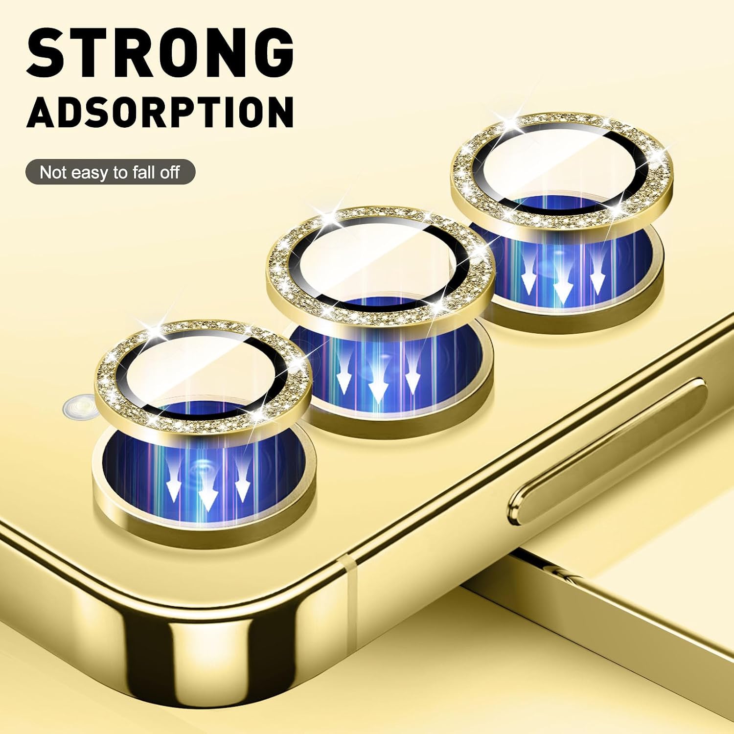 LucBuy Bling Camera Lens Protector for Samsung Galaxy A35/A55, Tempered Glass Camera Cover Film Stickers, Glitter Automatic-Alignment Individual Metal Ring Screen Protector image 2