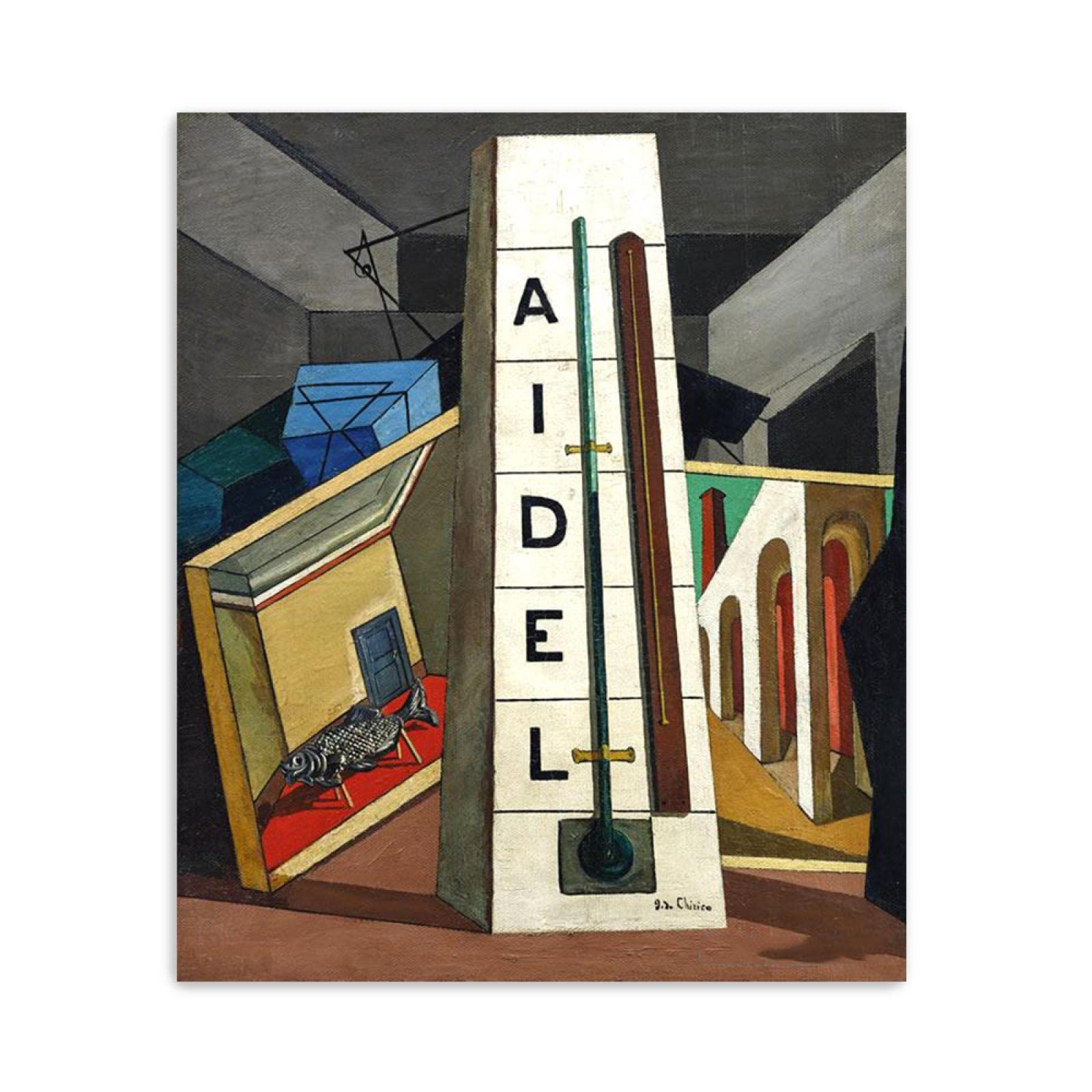 JZSDGB Giorgio de Chirico Słynny artysta na płótnie, sztuka ścienna, reprodukcje obrazów, plakaty, Marzenie Tobiasa, obrazy graficzne do dekoracji biurowych, 20 x 25 cm, bez ramy