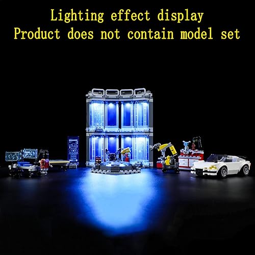 Miniatura 5 de Kit de luces LED compatible con Lego Iron Man Armory - Juego de iluminación para modelo de construcción 76216 (juego de modelos no incluidos)