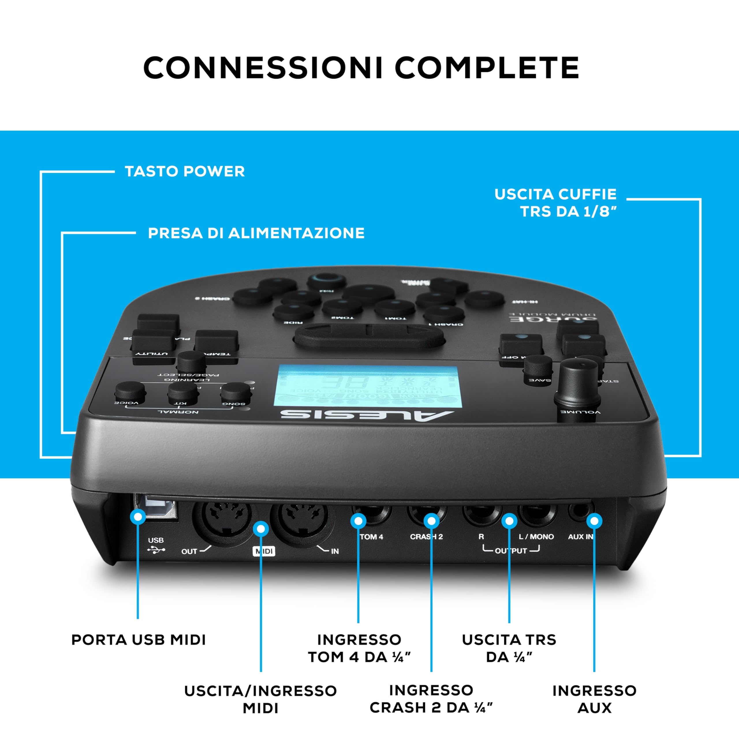 Alesis Surge SE Kit – Batteria Elettronica con Pelli Mesh, Connettività USB MIDI e Modulo con 40 Kit, 385 Suoni e 60 Basi