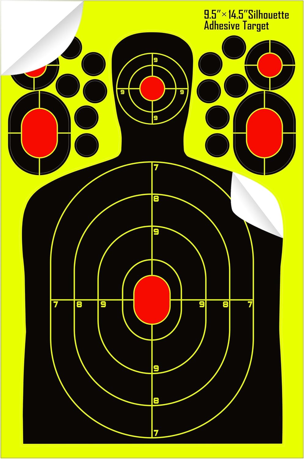 9.5x14.5 inch Silhouette Splatter Targets - Bright Fluorescent Yellow Easily seen on Impact When Hitting Target for BB Guns, airguns, Rifles, Indoor and Outdoor ranges (10/25/50 Pack)