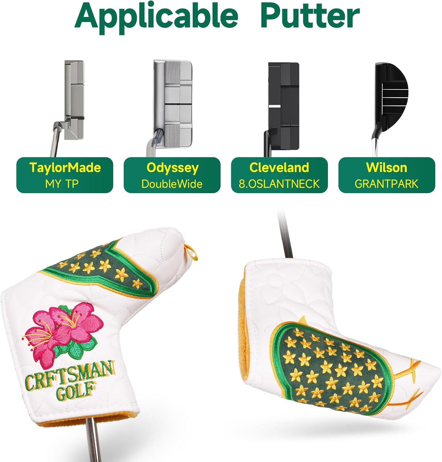 Craftsman Golf Club Head Cover Birdie Blade Putter Cover Azalea Putter Headcover for Blade Golf Putter Head Covers Magnetic Closure