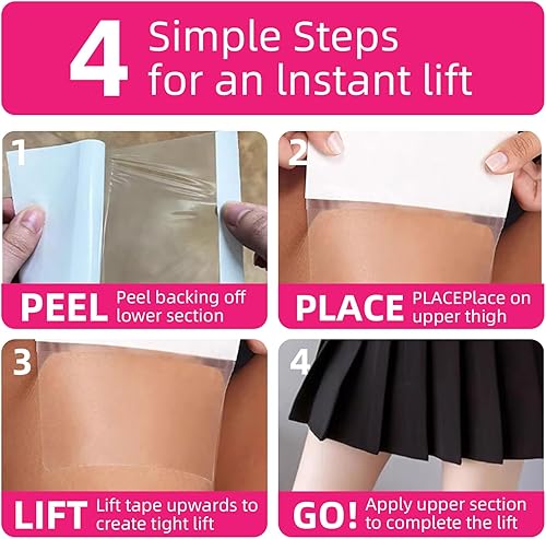 Miniatura 7 de Tiras transparentes de levantamiento de muslos para piernas, cinta de apriete instantáneo de la piel, adhesivo de grado médico para reafirmar y